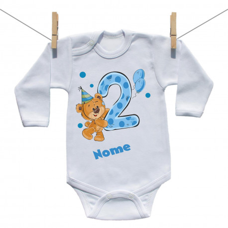 Body a maniche lunghe Ho 2 anni con orsacchiotto per bimbo