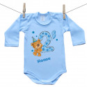 Body blu a maniche lunghe Ho 2 anni con orsacchiotto per bimbo
