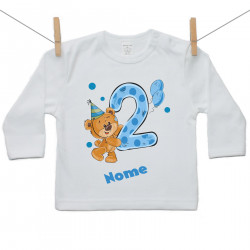 Maglietta a maniche lunghe Ho 2 anni con orsacchiotto per bimbo