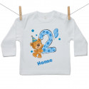 Maglietta a maniche lunghe Ho 2 anni con orsacchiotto per bimbo