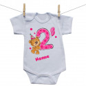 Body a maniche corte Ho 2 anni con orsacchiotto per bimba