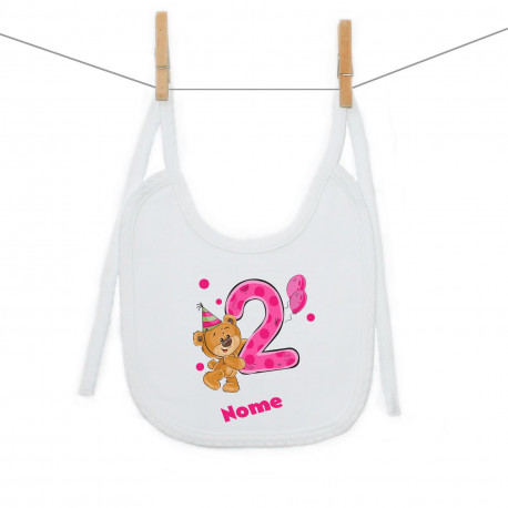 Bavaglino Ho 2 anni con orsacchiotto per bimba