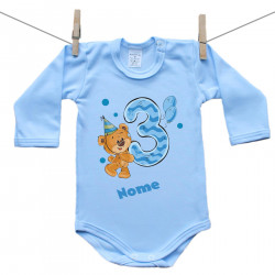 Body blu a maniche lunghe Ho 3 anni con orsacchiotto per bimbo