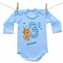 Body blu a maniche lunghe Ho 3 anni con orsacchiotto per bimbo