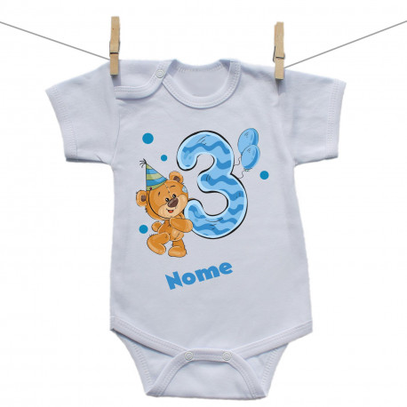 Body a maniche corte Ho 3 anni con orsacchiotto per bimbo