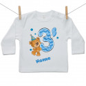 Maglietta a maniche lunghe Ho 3 anni con orsacchiotto per bimbo