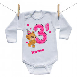 Body a maniche lunghe Ho 3 anni con orsacchiotto per bimba