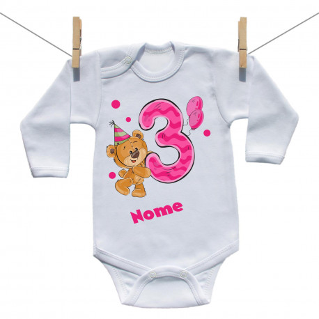 Body a maniche lunghe Ho 3 anni con orsacchiotto per bimba