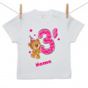 Maglietta a maniche corte Ho 3 anni con orsacchiotto per bimba
