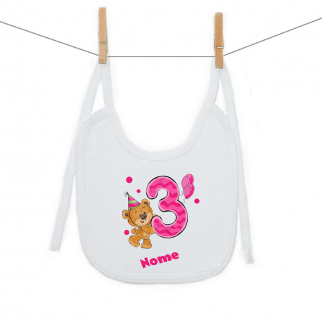 Bavaglino Ho 3 anni con orsacchiotto per bimba