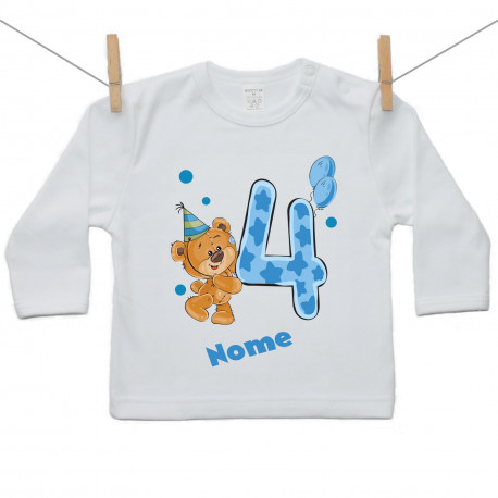 Maglietta a maniche lunghe Ho 4 anni con orsacchiotto per bimbo