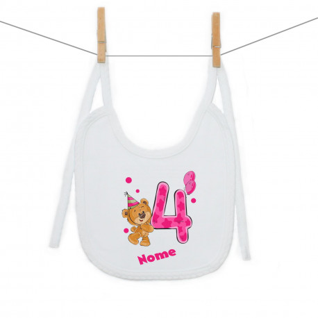 Bavaglino Ho 4 anni con orsacchiotto per bimba