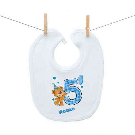 Bavaglino Ho 5 anni con orsacchiotto per bimbo Bavaglino Ho 5 anni con orsacchiotto per bimbo
