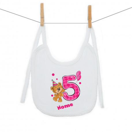 Bavaglino Ho 5 anni con orsacchiotto per bimba