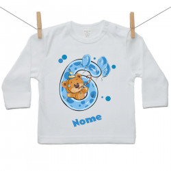Maglietta a maniche lunghe Ho 6 anni con orsacchiotto per bimbo