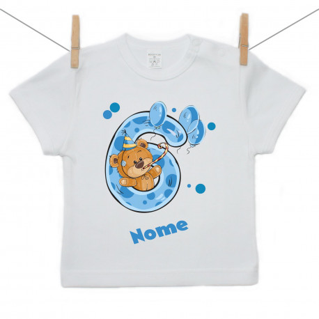 Maglietta a maniche corte Ho 6 anni con orsacchiotto per bimbo