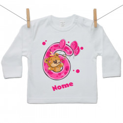 Maglietta a maniche lunghe Ho 6 anni con orsacchiotto per bimba