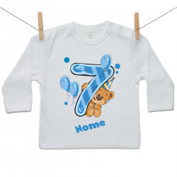 Maglietta a maniche lunghe Ho 7 anni con orsacchiotto per bimbo