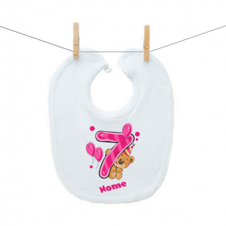 Bavaglino Ho 7 anni con orsacchiotto per bimba