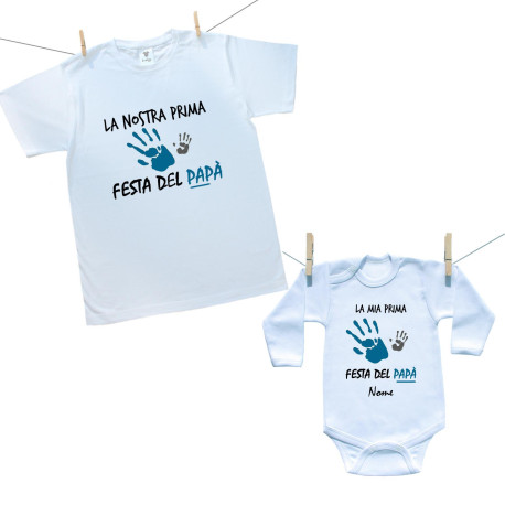 Set famiglia (body a maniche lunghe) La nostra prima Festa del Papà Set famiglia (body a maniche lunghe) La nostra prima Festa del Papà