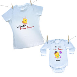 Set famiglia (body a maniche lunghe) La Nostra Prima Pasqua